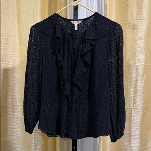 Rebecca Taylor Black Ruffle Blouse